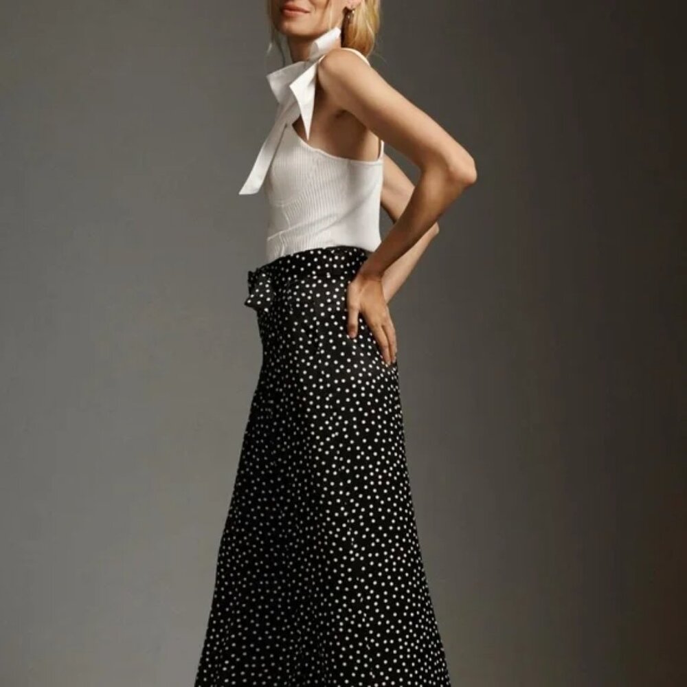 Maeve Black and White Polka Dot Wide Leg Pants